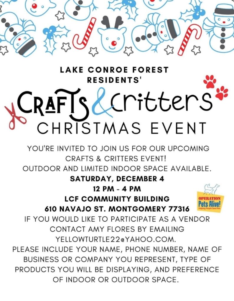 Crafts and Critters Christmas Event Vendor Flyer